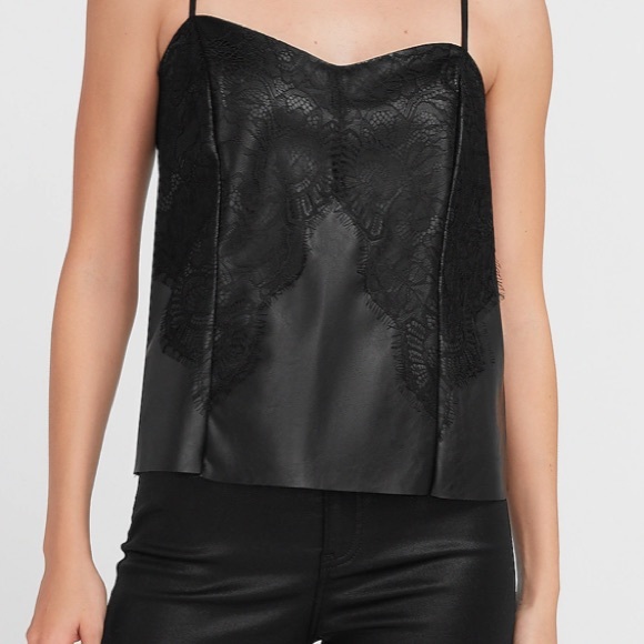 COPY - Express Black Faux Leather Lace Tank Top Shirt Size L NWT - Picture 1 of 8